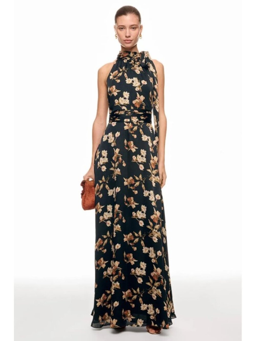 SACHIN & BABI Women's Kayla Printed Crinkle Georgette Gown Sz 8 in Venetia Petal